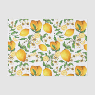 Papier Mousseline Fleurs de citrons et de citrons jaunes Belles