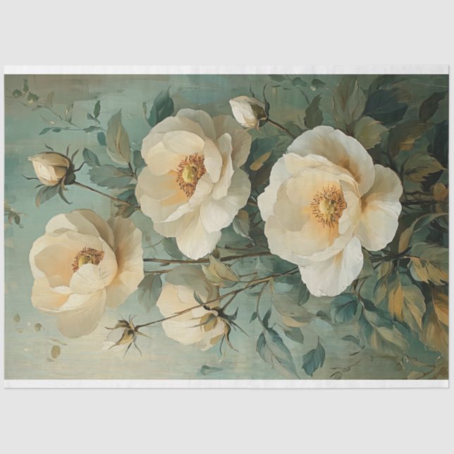 Papier Mousseline Fleurs de crème (Recto)