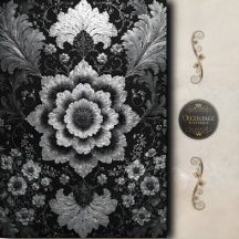 Fleurs de Damas en découpage noir argent