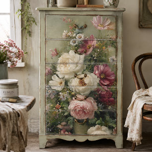 Papier Mousseline Fleurs de découpage florales françaises vintage Pi