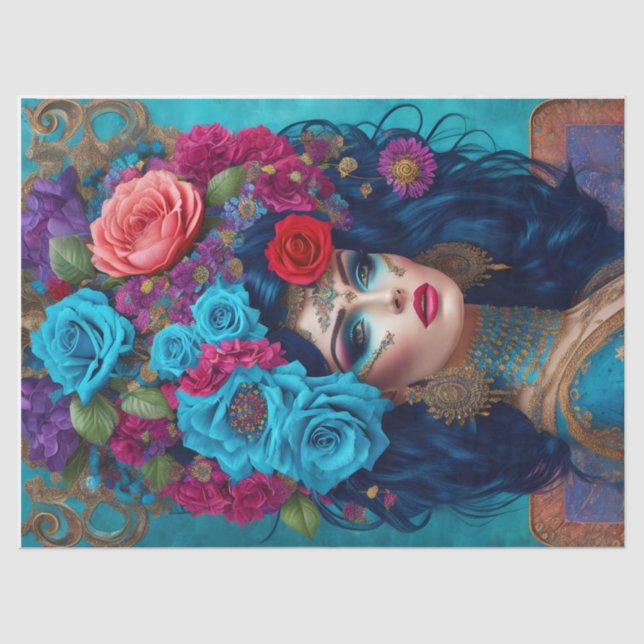 Papier Mousseline Fleurs de découpage modernes papier tissu couronné (Recto)