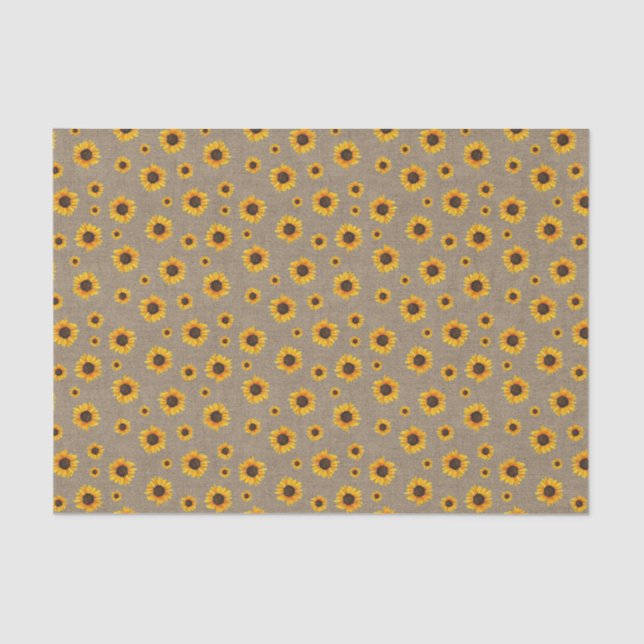 Papier Mousseline Fleurs de farine de tournesol Faux Burlap rustique (Recto)