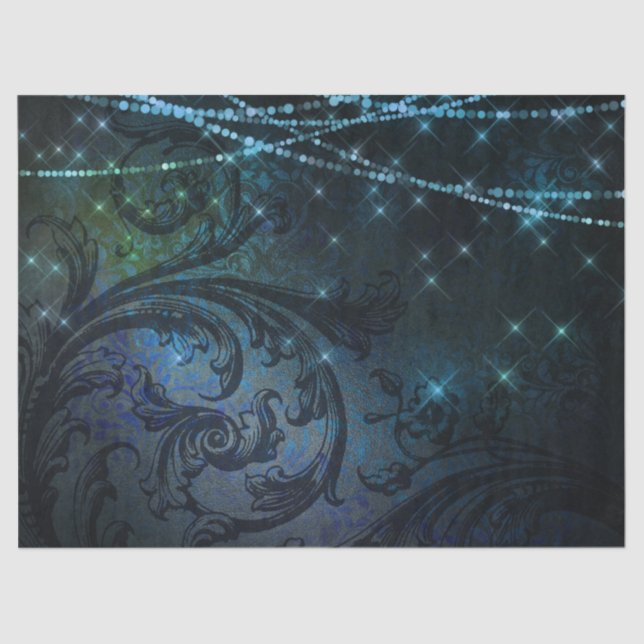 Papier Mousseline Fleurs de fleur et lumières sur une déco sombre (Recto)