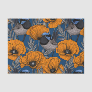 Papier Mousseline Fleurs de fleurs et fleurs de pavot orange
