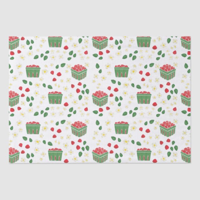 Papier Mousseline Fleurs de fraise Champs de fraises Berry First (Recto)