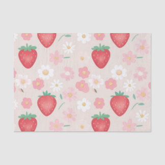 Papier Mousseline Fleurs de fraises rouges Fête d'anniversaire pour