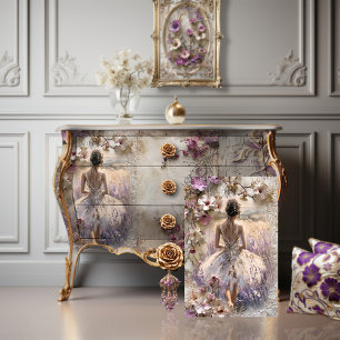Papier Mousseline Fleurs de lavande, dos de ballerine, Fantaisie
