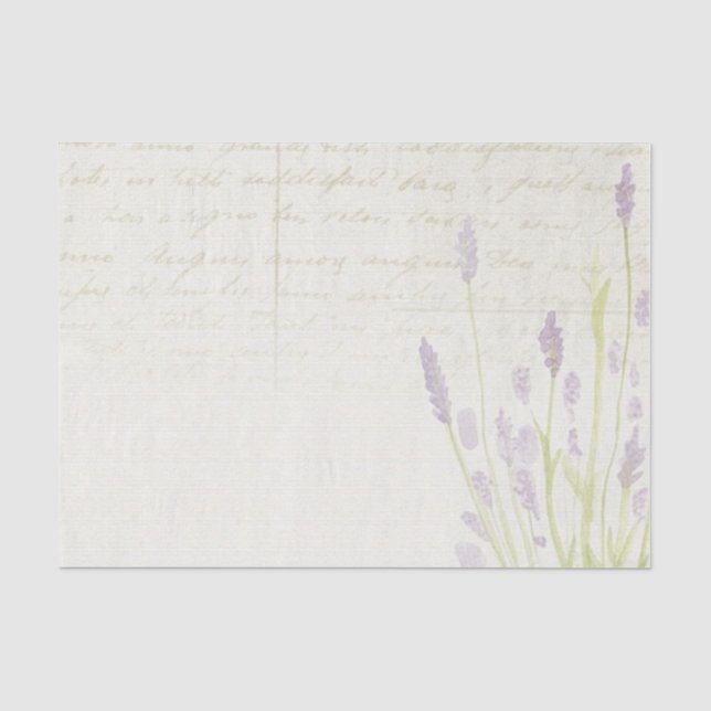 Papier Mousseline Fleurs de lavande pâle Script Arrière - plan beige (Recto)