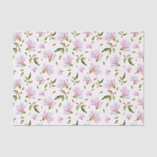 Papier Mousseline Fleurs de Magnolia rose Aquarelle