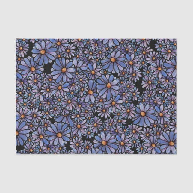 Papier Mousseline Fleurs de marguerite violette (Recto)