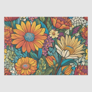 Papier Mousseline Fleurs de mosaïque couleur brillantes