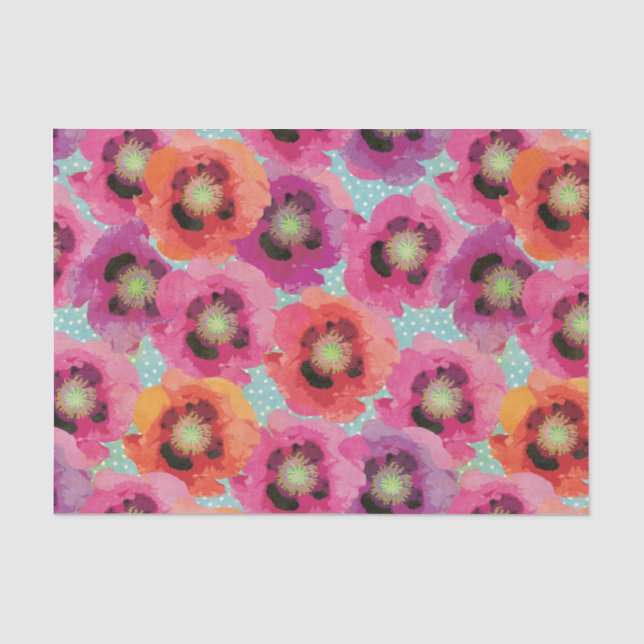 Papier Mousseline Fleurs de pavot (Recto)
