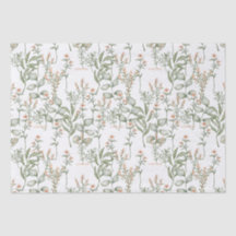 Fleurs de pêche et vert doux papier de tissus