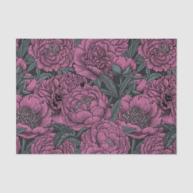 Papier Mousseline Fleurs de pivoines violettes (Recto)
