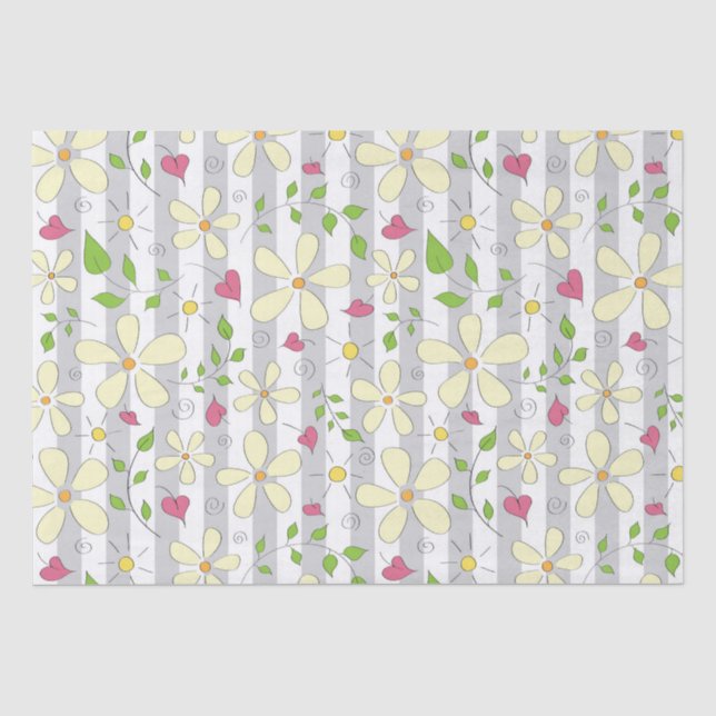 Papier Mousseline Fleurs de printemps camomille marguerite floral he (Recto)
