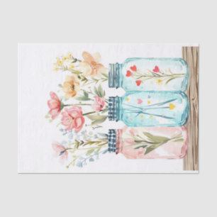 Papier Mousseline Fleurs de printemps dans les jarres de Mason Décou