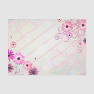 Papier Mousseline Fleurs de printemps rose romantique sur bandes dia