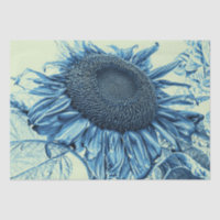 Fleurs de soleil géantes Vintage Art Bleu Découpag