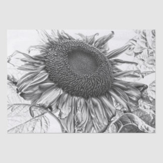Papier Mousseline Fleurs de soleil géantes Vintage Art noir et blanc