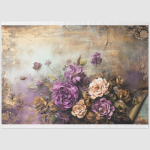 Papier Mousseline Fleurs déchirées, mélanges de pourpre poussiéreux,