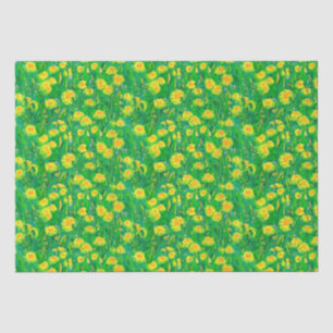 Papier Mousseline Fleurs d'été en fleurs de Dandelion vert floral ja