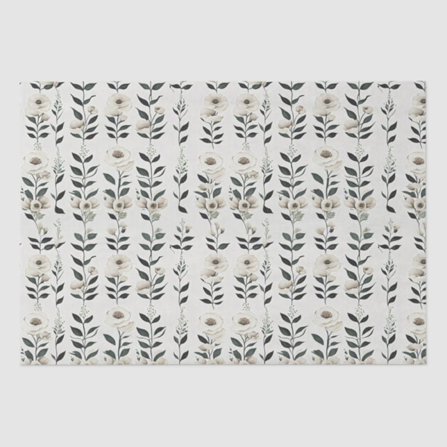 Papier Mousseline Fleurs d'Ivoire Élégantes (Recto)