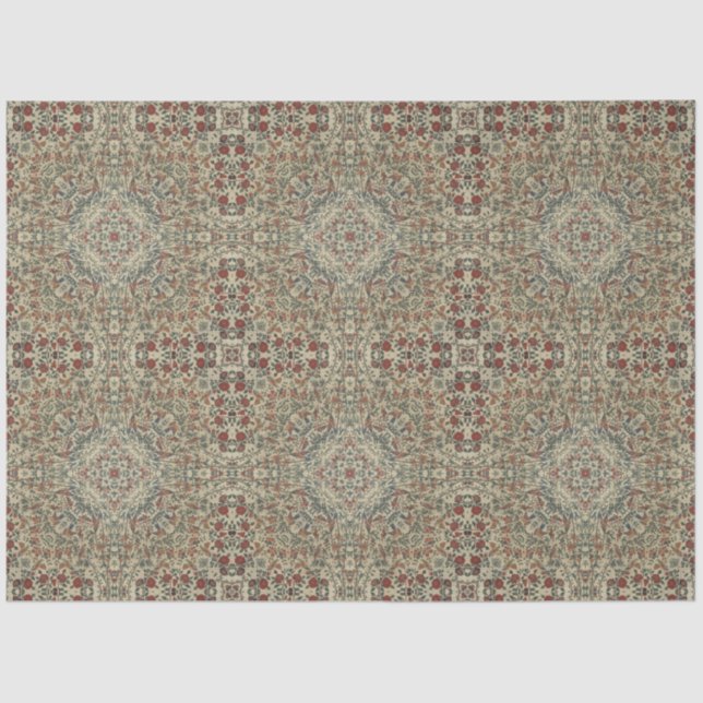 Papier Mousseline Fleurs d'oiseaux textiles Vintages (Recto)