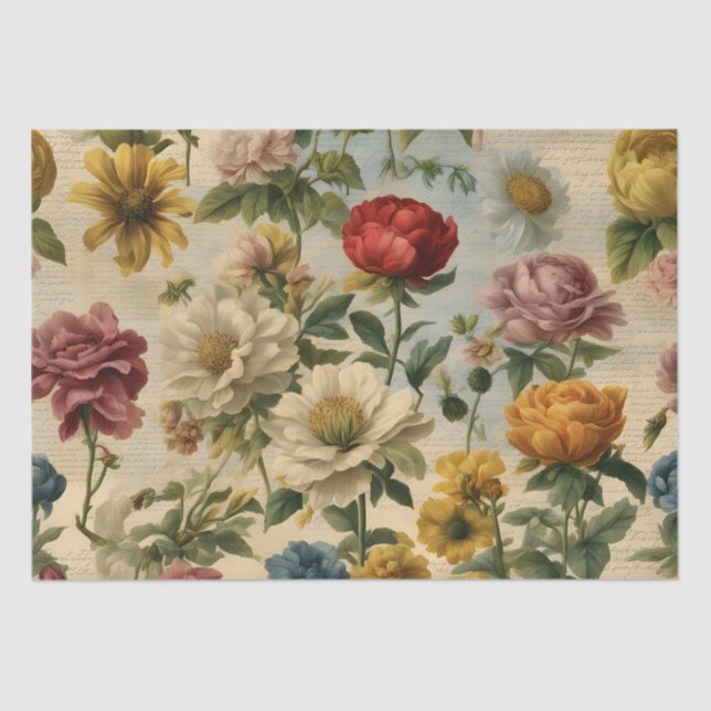 Papier Mousseline Fleurs Éclectiques Vieux papier d'écriture (Recto)