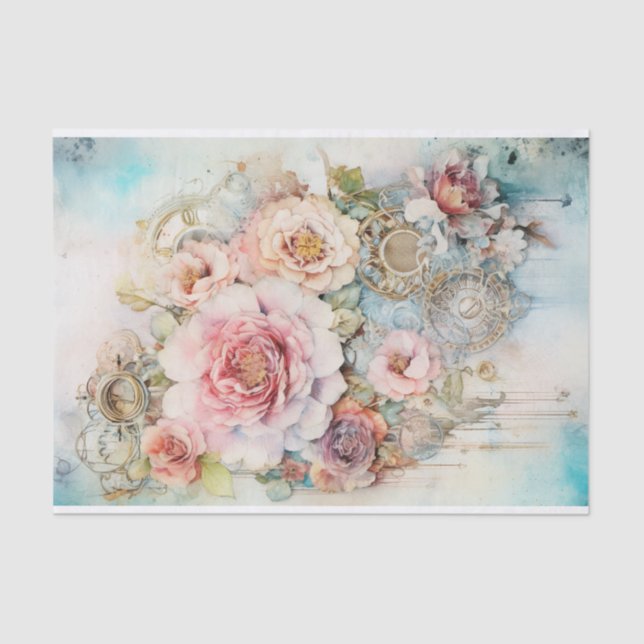 Papier Mousseline Fleurs en cascade Médias mixtes (Recto)