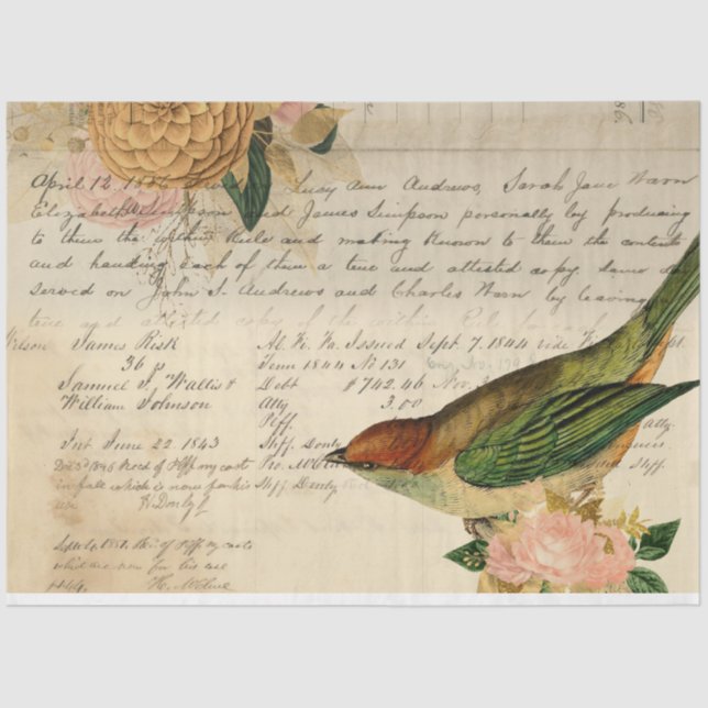 Papier Mousseline Fleurs et Ephemera Design Series #8 (Recto)