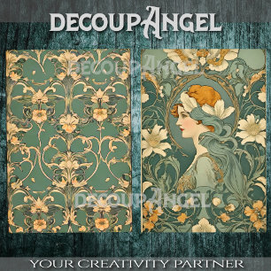 Papier Mousseline Fleurs et femmes dans l'Art Nouveau -Découpage-