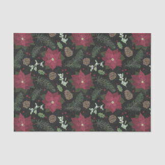 Papier Mousseline Fleurs et feuillage d'hiver de tableau de Noël