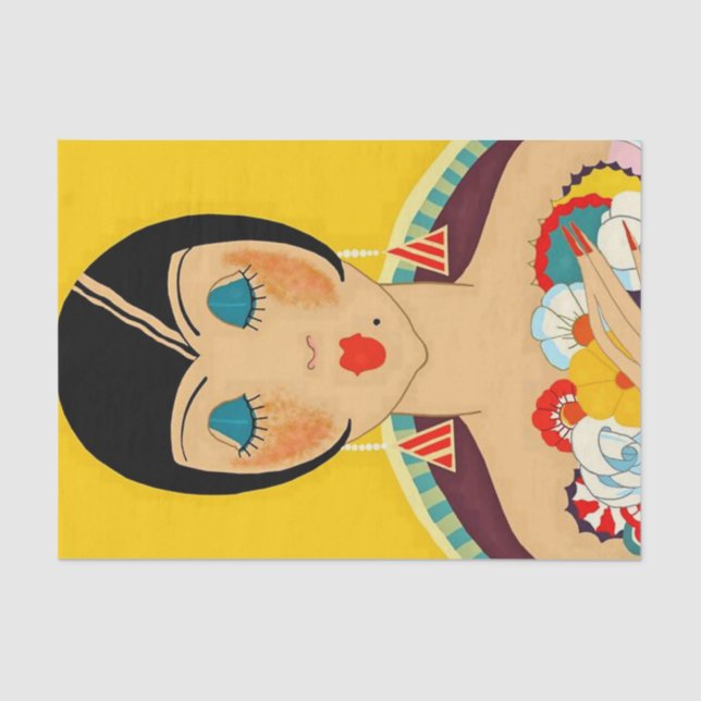 Papier Mousseline "Fleurs et fleurs" Art déco de José Carlos (Recto)