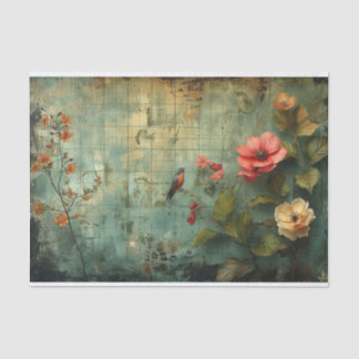 Papier Mousseline Fleurs et oiseaux