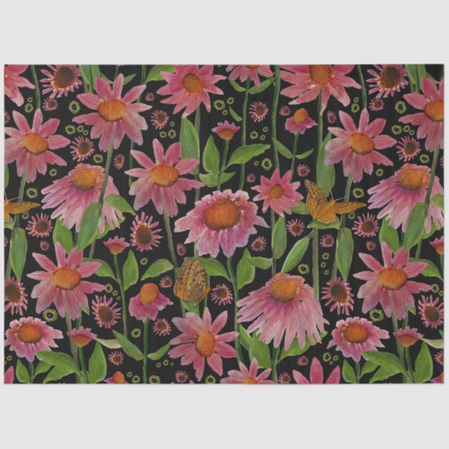 Papier Mousseline Fleurs Et Papillons (Recto)