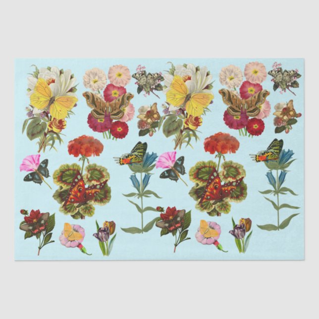 Papier Mousseline Fleurs et papillons insectes insectes nature plant (Recto)