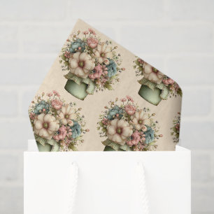 Papier Mousseline Fleurs fantaisistes dans un pot de planteur motif