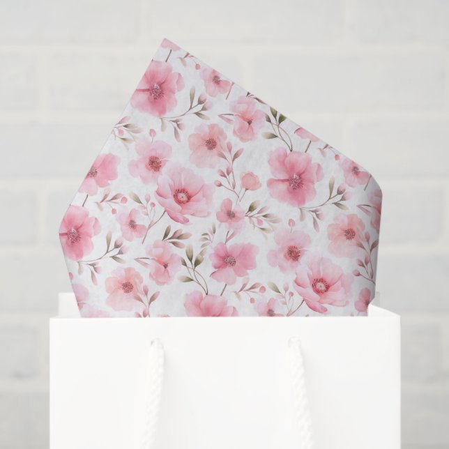 Papier Mousseline Fleurs Florales Roses (Sac cadeau)