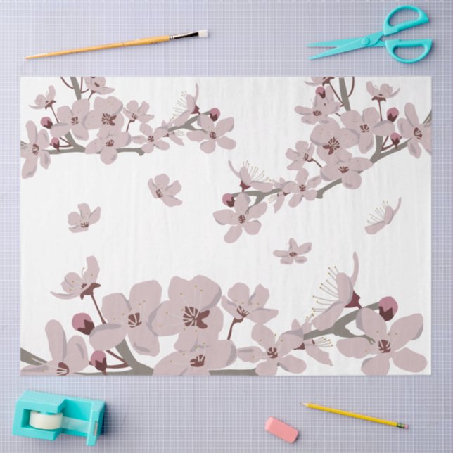 Papier Mousseline Fleurs flottantes de fleurs de cerisiers (Artisanat)