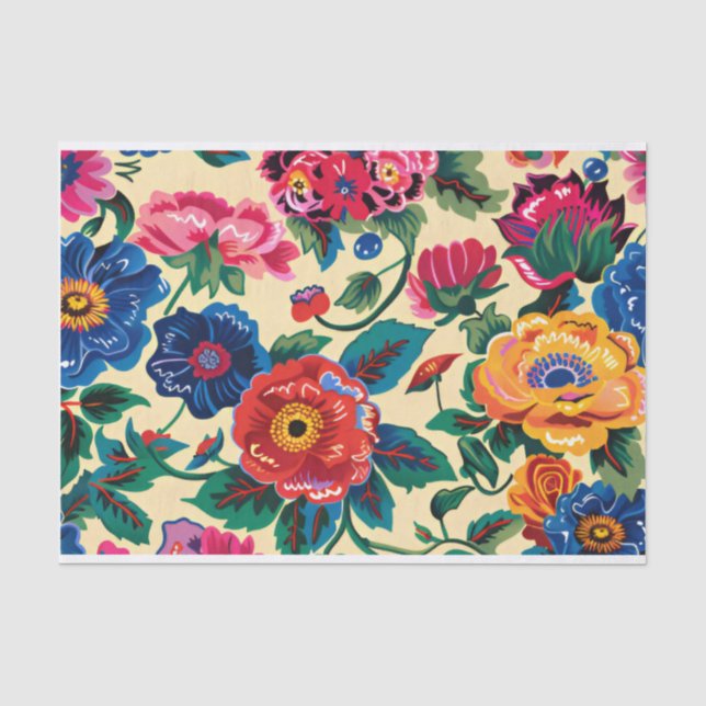 Papier Mousseline Fleurs Frida Kahlo, Mexicaine, Découpage hispaniqu (Recto)