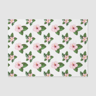Papier Mousseline Fleurs Hibiscus Roses (Design 41 Série Rose)