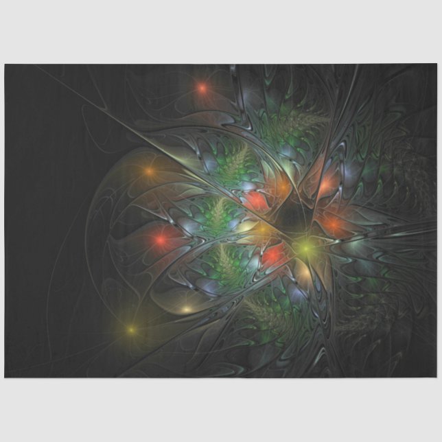 Papier Mousseline Fleurs imaginaires fractales douces et tendres  (Recto)