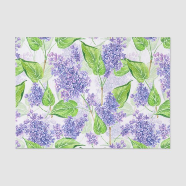Papier Mousseline Fleurs lilas aquarelles (Recto)