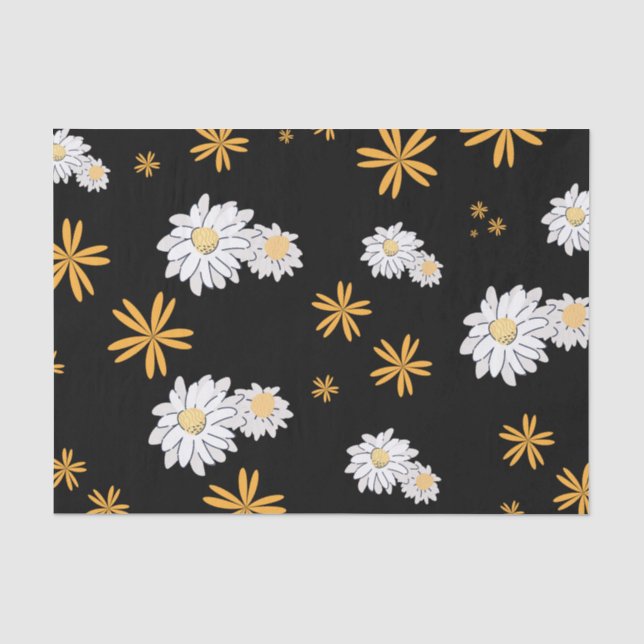 Papier Mousseline Fleurs marguerites blanches dans un sac fourre-tou (Recto)