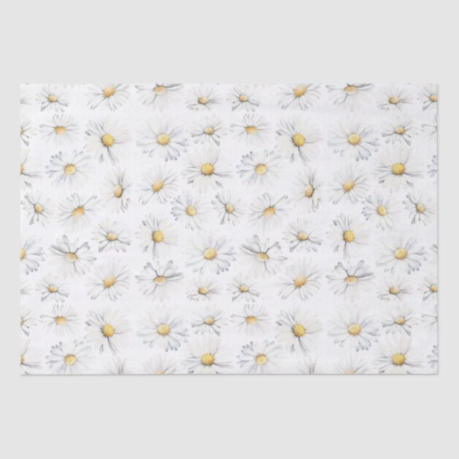 Papier Mousseline Fleurs marguerites blanches Motif botanique (Recto)