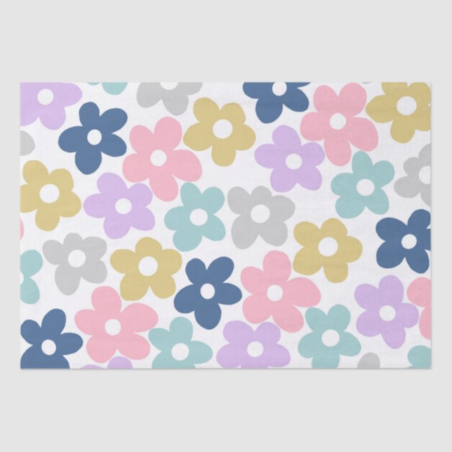 Papier Mousseline Fleurs marguerites super Retro Boho Floral (Recto)