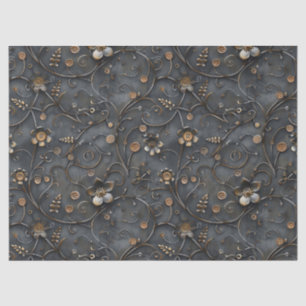 Papier Mousseline Fleurs métalliques rouillées Steampunk pour découp