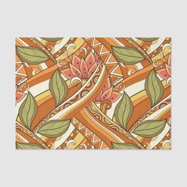 Papier Mousseline Fleurs Orange Blanches Élégantes Et Fleurs (Recto)