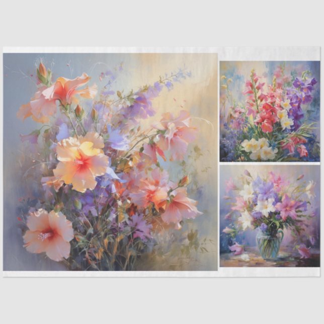 Papier Mousseline Fleurs peintes (Recto)