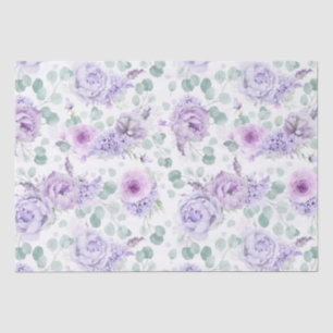 Papier Mousseline Fleurs pourpres Dusty Motif botanique